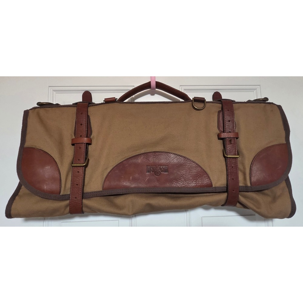 Duluth Trading Canvas Leather One Night Stand Garment Bag Suit Carrier Travel